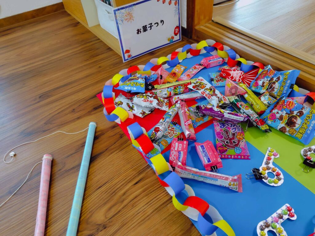 おうち夏祭りのゲーム:お菓子釣り